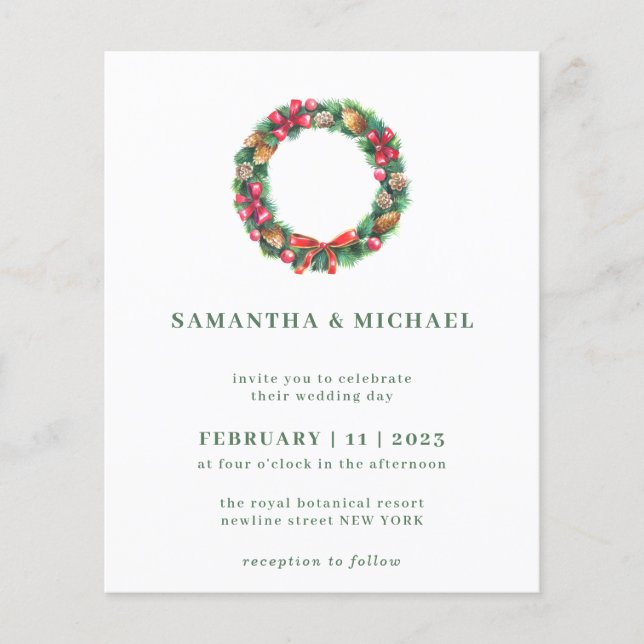 Winter Christmas Budget Simple Elegant Wedding Flyer (Front)