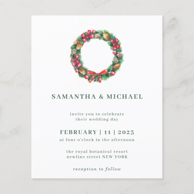 Winter Christmas Budget Simple Elegant Wedding Flyer