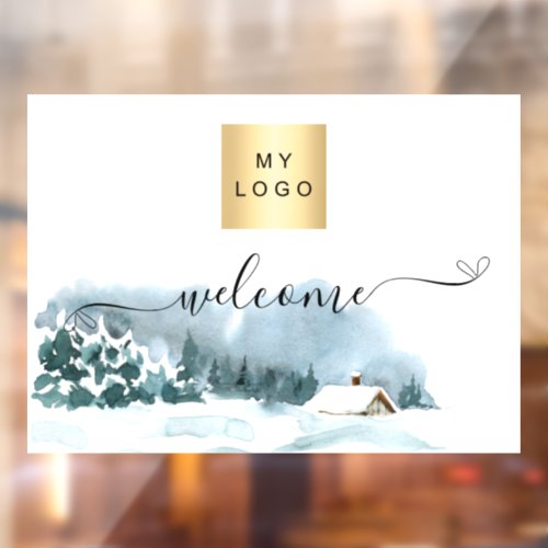 Winter christmas business logo welcome  window cling