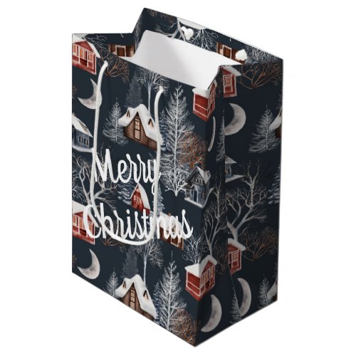 Winter Christmas Cabin Medium Gift Bag