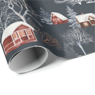 Winter Christmas Cabin Wrapping Paper