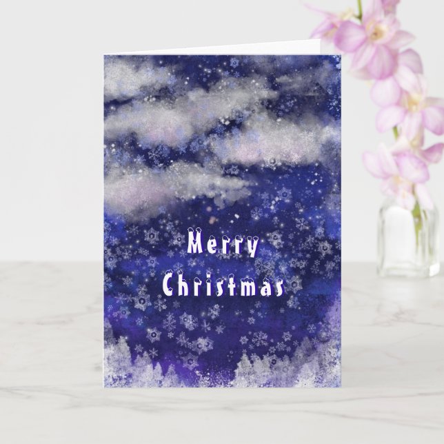 Winter Christmas Card with Snowflakes (Orchid)