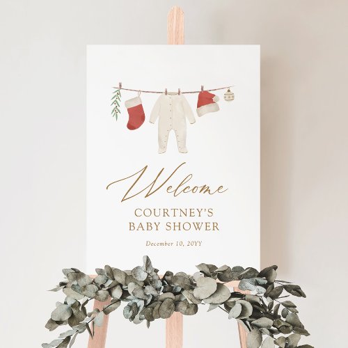 Winter Christmas Clothes Baby Shower Welcome Sign