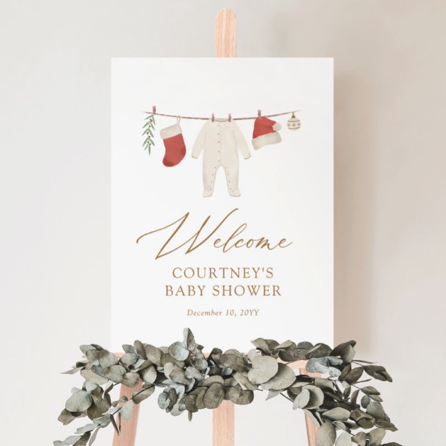Winter Christmas Clothes Baby Shower Welcome Sign (Creator Uploaded)