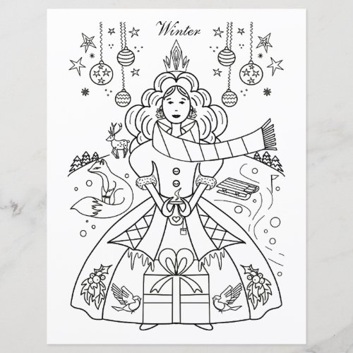 Winter Christmas Coloring and Activity Sheet