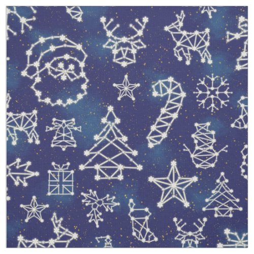 Winter Christmas Constellation Holiday Pattern Fabric