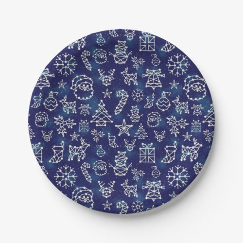 Winter Christmas Constellation Holiday Pattern Paper Plates