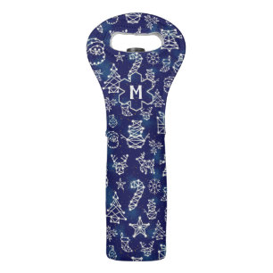 Winter Christmas Constellation Pattern Monogrammed Wine Bag