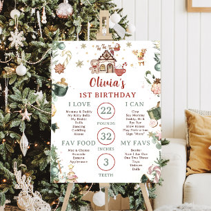 Winter Christmas Cookie 1st Birthday Mileston Foam Board