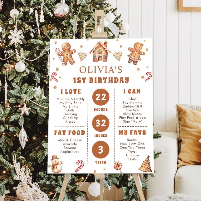 Winter Christmas Cookie 1st Birthday Milestone Foam Board (Creator Uploaded)