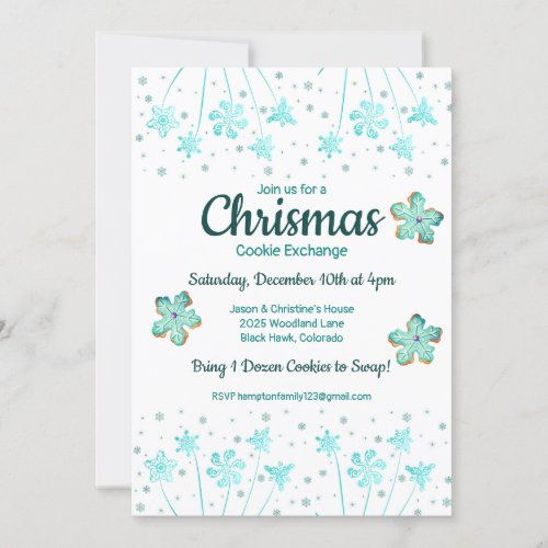 Winter Christmas Cookie Exchange Party Invitation