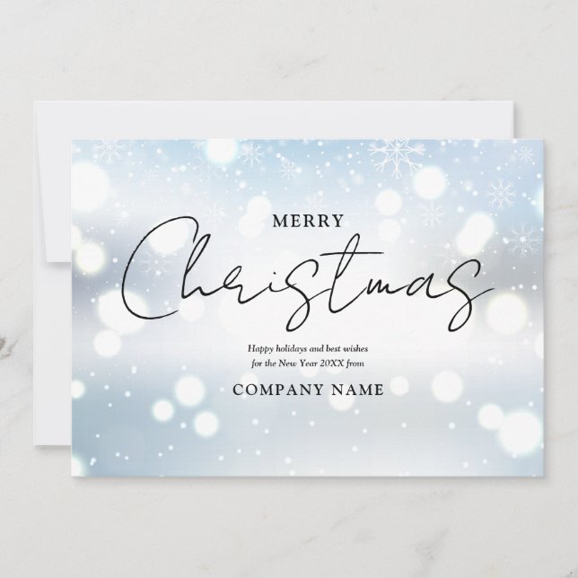 Winter Christmas Corporate Business Logo Holiday Card (Front)