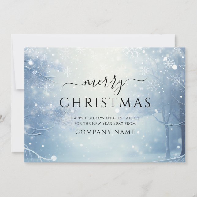 Winter Christmas Corporate Business Logo Holiday Card (Front)
