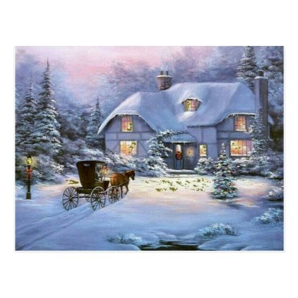 Winter Christmas Cottage Postcard