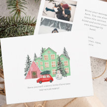winter Christmas cottage watercolor holiday photo 