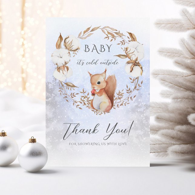 Winter Christmas Cotton Snow Baby Shower Thank You Card (Creator Uploaded)