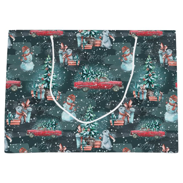 Winter Christmas Cozy Medium Gift Bag (Front)
