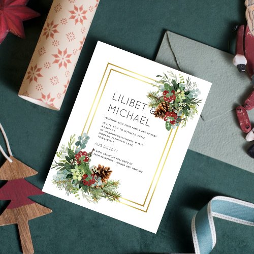 Winter Christmas December Wedding Invitation