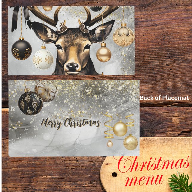 Winter Christmas Deer Double-Sided Laminated Place Placemat (Creator Uploaded)