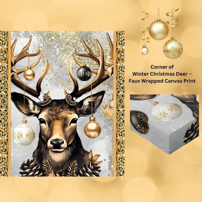 Winter Christmas Deer – Faux Wrapped Canvas Print (The perfect accessory to inspire joy to any wall this Christmas!)