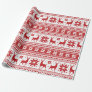 Winter Christmas Deer Red Snowflake Pattern Wrapping Paper