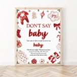 Winter Christmas Don't Say Baby Baby Shower Game Poster<br><div class="desc">Winter Christmas Don't Say Baby Baby Shower Game</div>