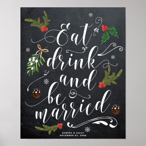 winter christmas eat drink be married sign wedding