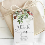 Winter Christmas evergreen baby shower thank you Gift Tags<br><div class="desc">Winter Christmas evergreen baby shower thank you Gift Tags. "Baby it's cold outside" baby shower decoration.
Matching items available.</div>