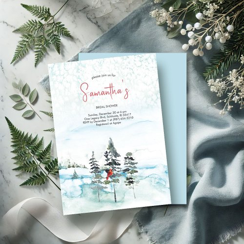 Winter Christmas Evergreen Bridal Shower Invitation