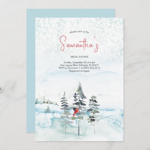 Winter Christmas Evergreen Bridal Shower Invitation