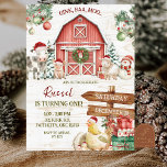 Winter Christmas Farm Animal Birthday Invitation<br><div class="desc">Winter Christmas Farm Animal Birthday Invitation,  Oink Baa Moo Kids Birthday Invite,  Editable Winter Barnyard First Birthday</div>