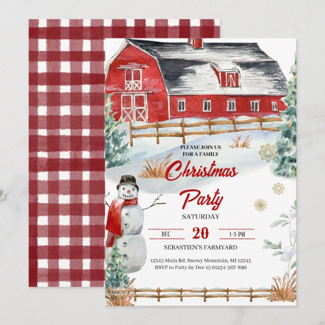 Winter Christmas Farm Party Invitation (Front/Back)