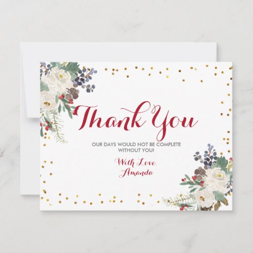 Winter Christmas Floral Bridal Shower Thank You