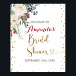 Winter Christmas Floral Bridal Shower Welcome Poster<br><div class="desc">Winter Christmas Floral Bridal Shower Welcome</div>