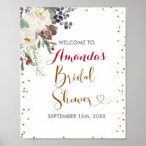 Winter Christmas Floral Bridal Shower Welcome Poster