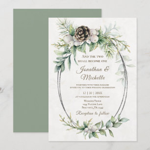 Winter Christmas Floral Christian Bible Wedding Invitation