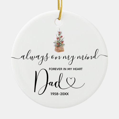 Winter Christmas Floral In Loving Memory Ceramic Ornament