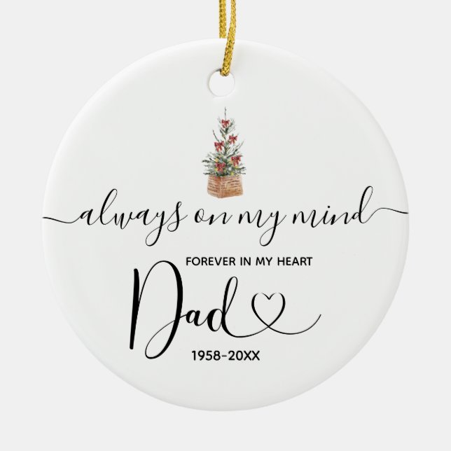 Winter Christmas Floral In Loving Memory Ceramic Ornament (Front)