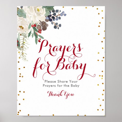 Winter Christmas Floral Prayers for the Baby Poster
