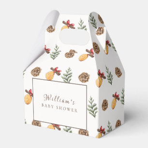 Winter Christmas Flower Pattern Baby Shower Favor Boxes