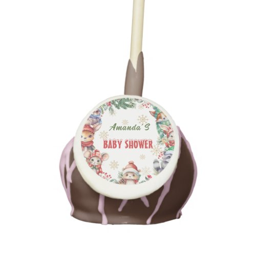 Winter Christmas Forest Animals Baby Shower Cake Pops