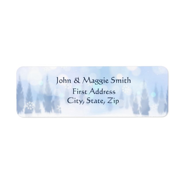 Winter Christmas Frosty Trees Landscape Snow Label (Front)