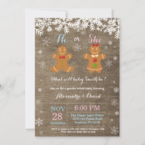 Winter Christmas Gender Reveal Invitation