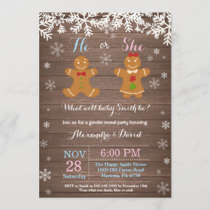 Winter Christmas Gender Reveal Invitation