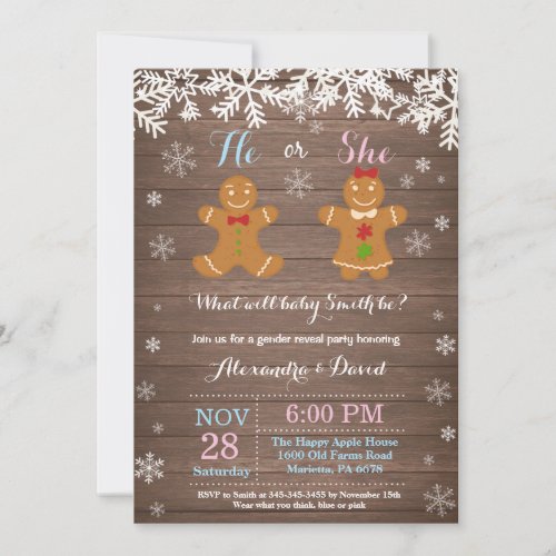 Winter Christmas Gender Reveal Invitation