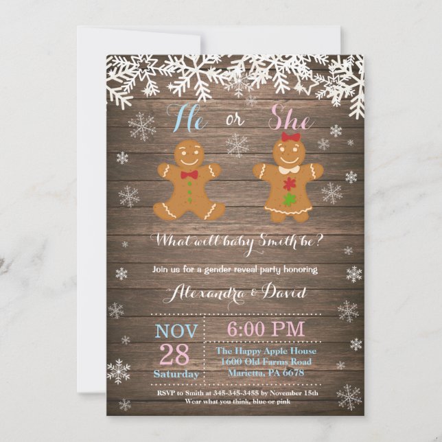 Winter Christmas Gender Reveal Invitation (Front)