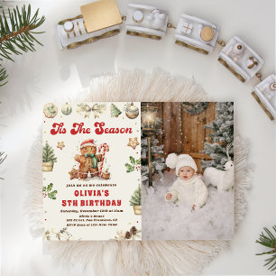 Winter Christmas Gingerbread Cookie Birthday Photo Invitation