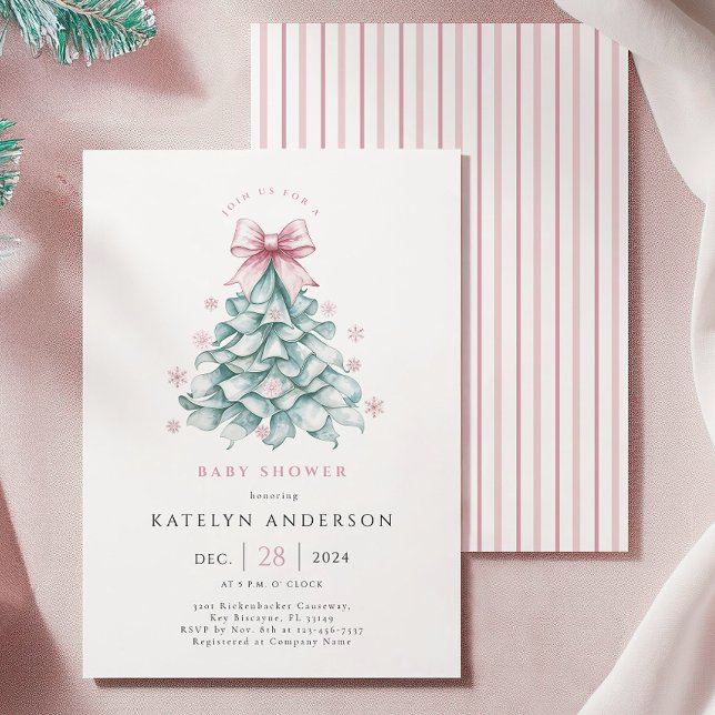 Winter Christmas Girl Baby Shower Invitation (Creator Uploaded)
