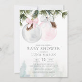 Winter Christmas Girl Baby Shower Invitation (Front)