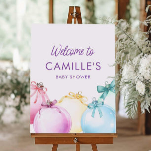 Winter Christmas Girl Baby Shower Welcome Sign